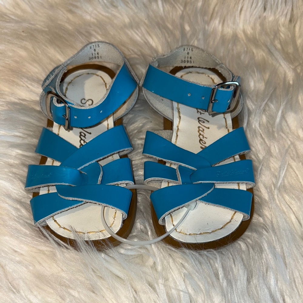 Saltwater Vibrant Blue Strappy Sandals with Adjustable Ankle Strap